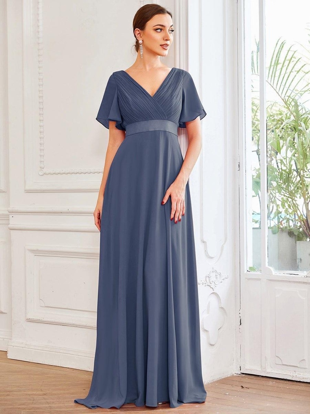 Women’s Slate Blue Evening Gown - Ever-Pretty